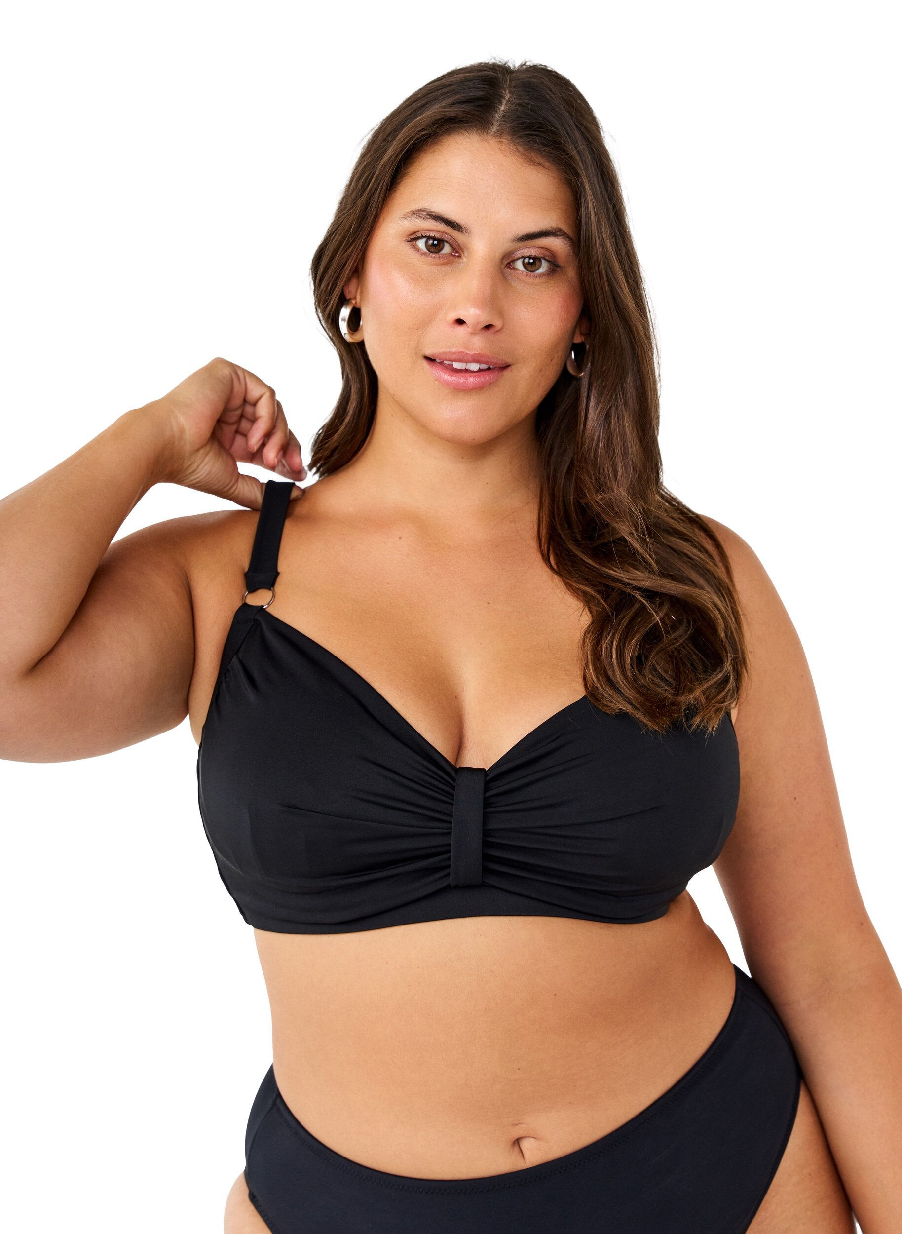 Zizzi Bikini-bh med bygel och drapering, Svart, Model image number 0