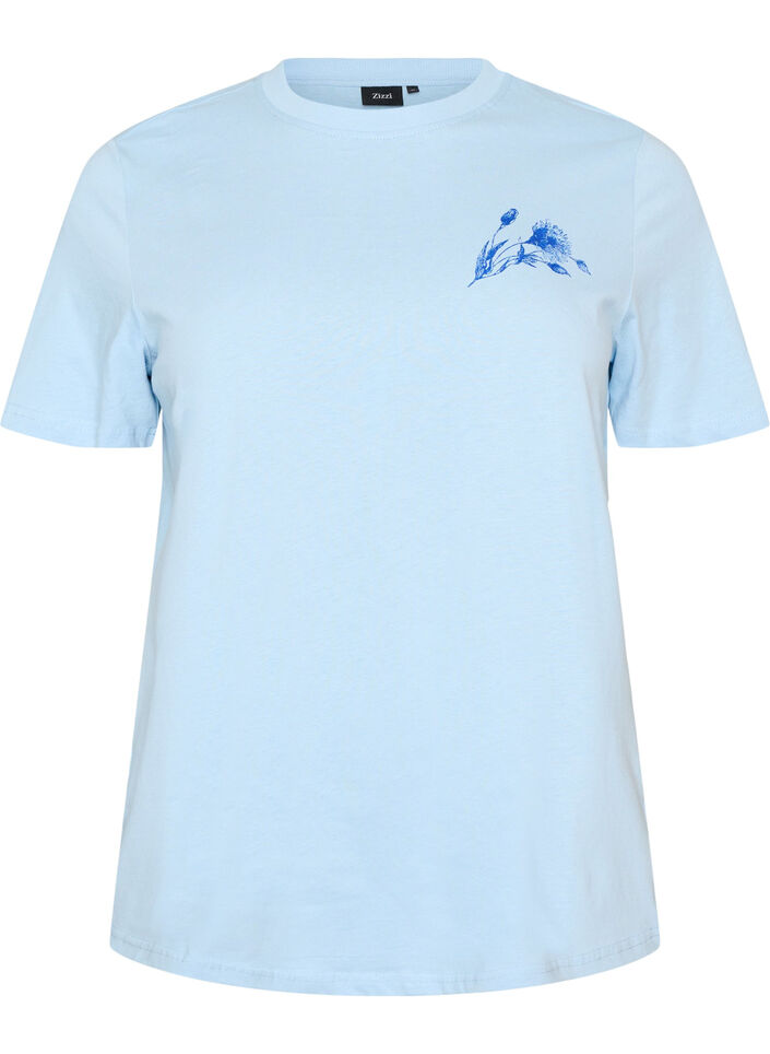 T-shirt i bomull med tryck, Bl&aring;, Packshot image number 0