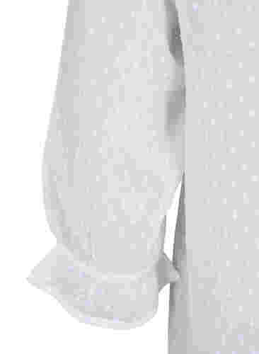 Blus med 3/4-ärmar och struktur från FLASH, White, Packshot image number 3