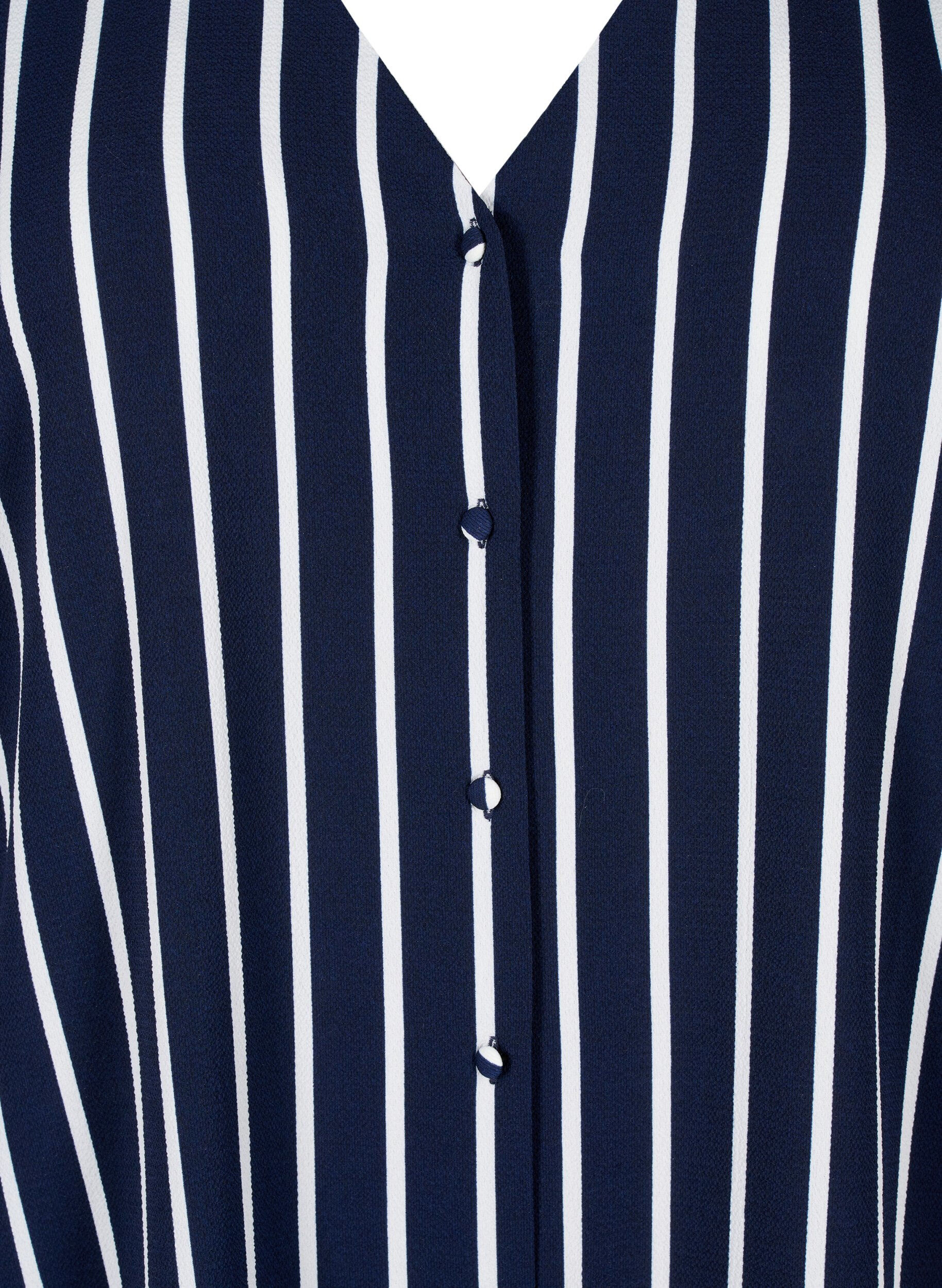 Zizzi Skjortblus med V-ringning och tryck, Maritime Blue Stripe, Packshot image number 2