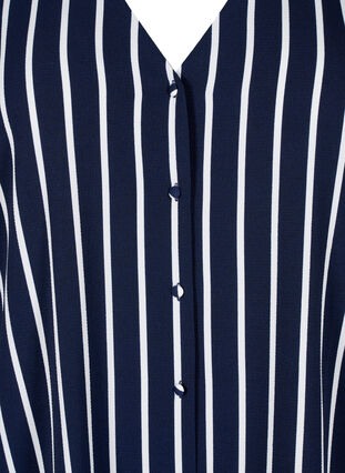 Skjortblus med V-ringning och tryck, Maritime Blue Stripe, Packshot image number 2