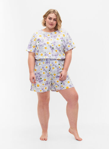 Löst sittande pyjamashorts med tryck, Lavender Blue AOP, Model image number 3