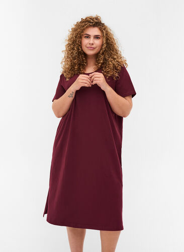 Kortärmad klänning i bomull med slits, Port Royal, Model image number 0