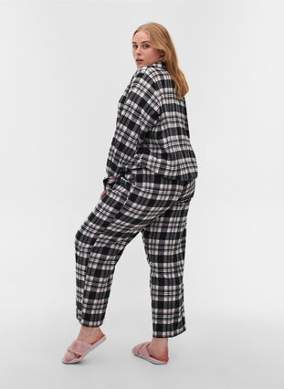 Rutiga pyjamasbyxor i bomull, Black/Rose Smoke, Model image number 1