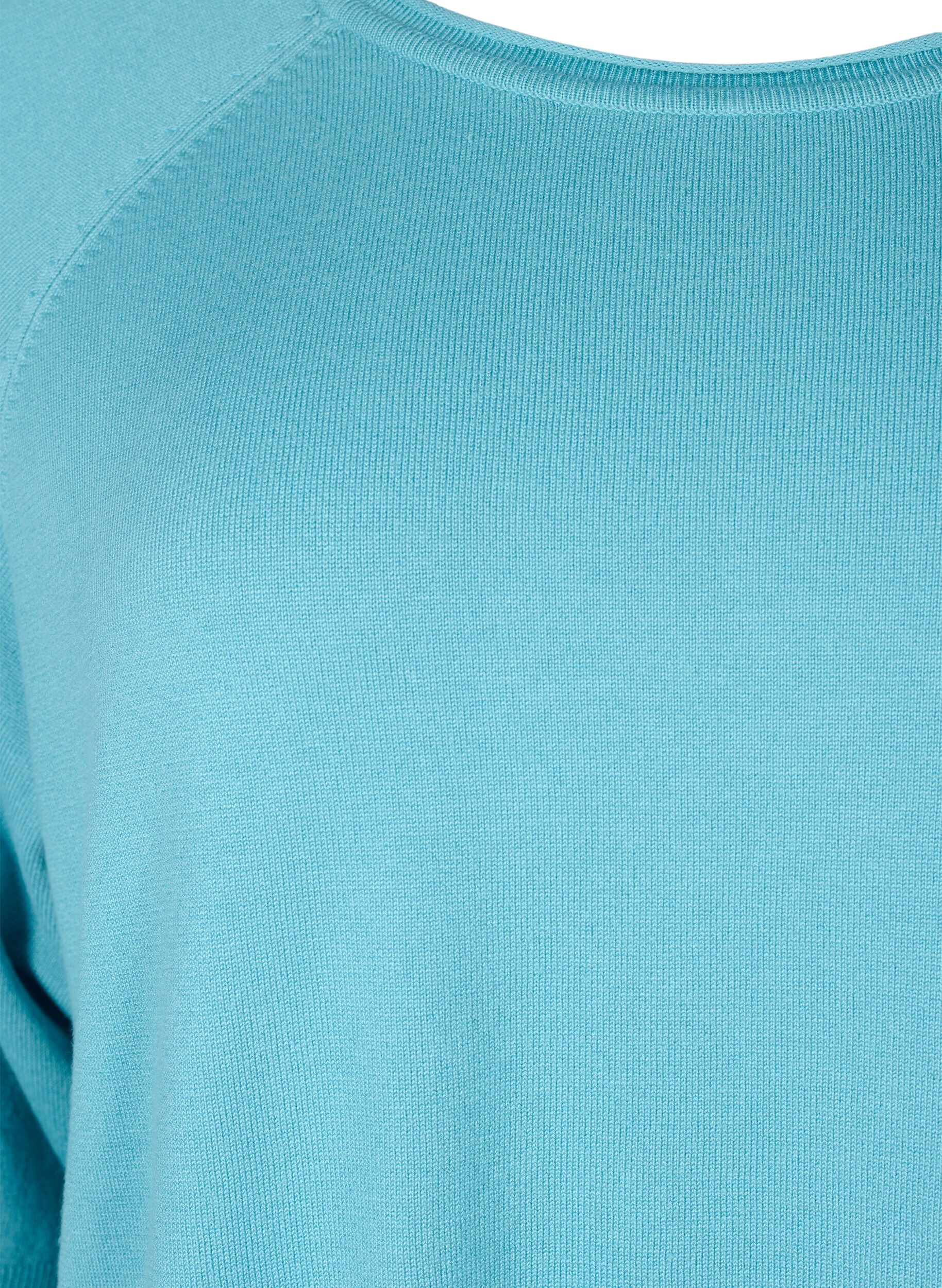 Zizzi Stickad blus i viskos med 3/4-&auml;rmar, Reef Waters, Packshot image number 2