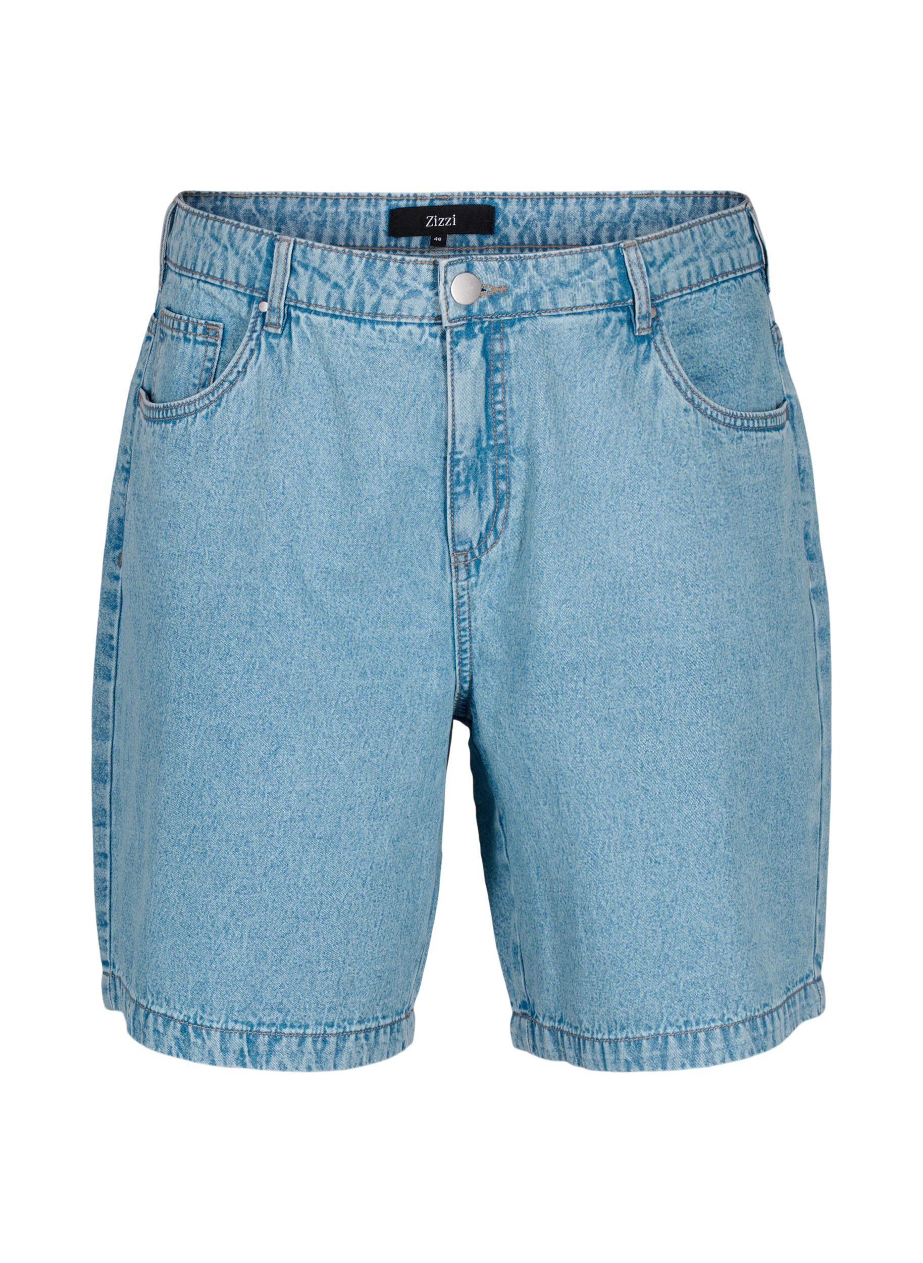 Zizzi Jeansshorts med h&ouml;g midja, Light Blue Denim, Packshot image number 0