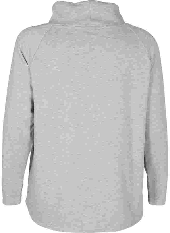 Sweatshirt med hög krage, Light Grey Melange, Packshot image number 1