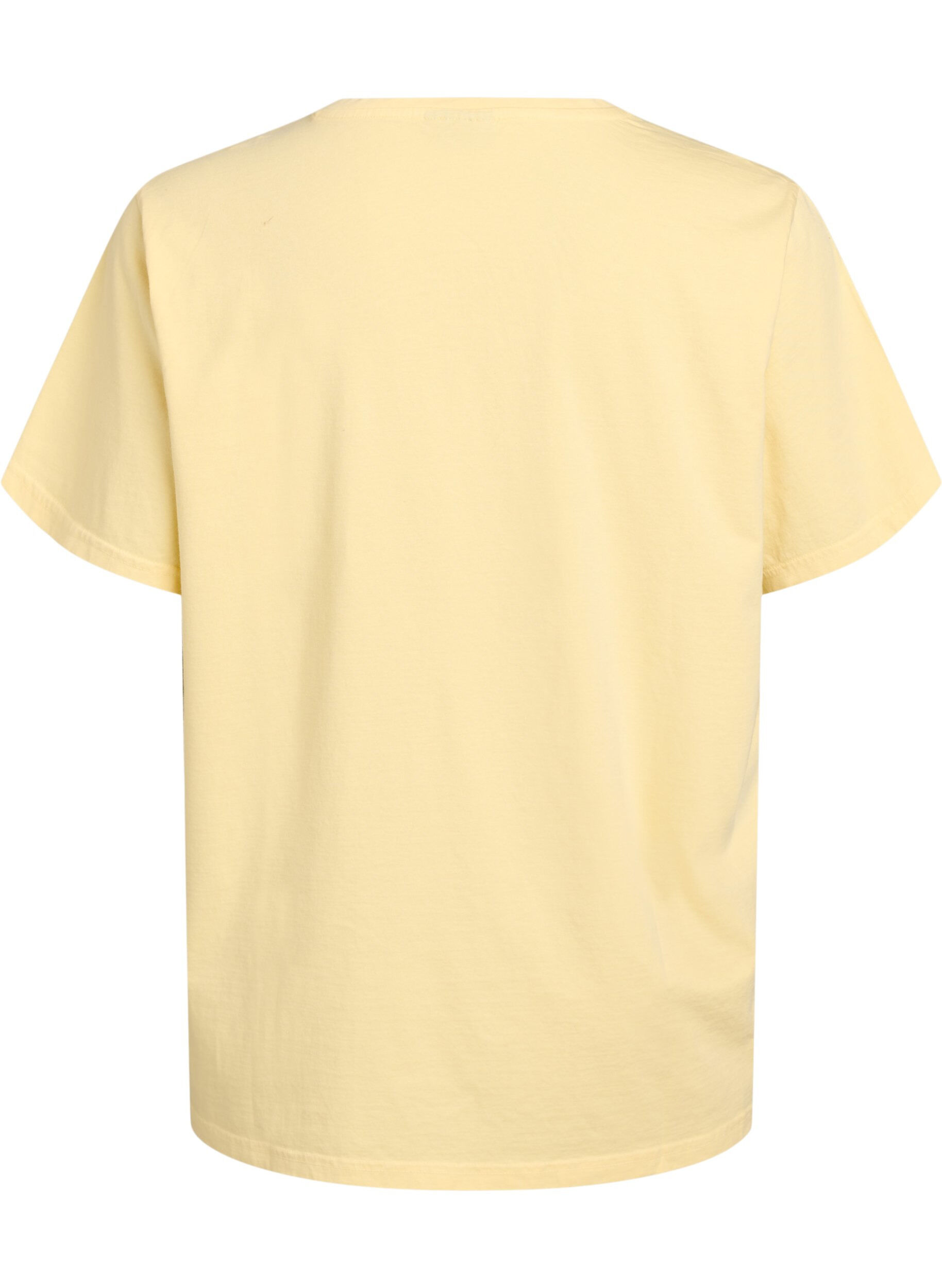 Zizzi T-shirt i ekologisk bomull med strasstenar och fj&auml;rilsmotiv, Beige, Packshot image number 1