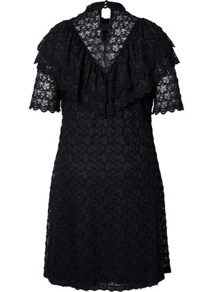 Spetsklänning med 2/4-ärmar, Black, Packshot image number 1
