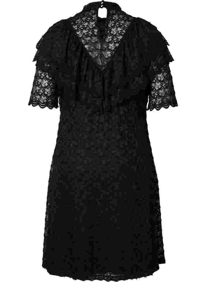 Spetsklänning med 2/4-ärmar, Black, Packshot image number 1