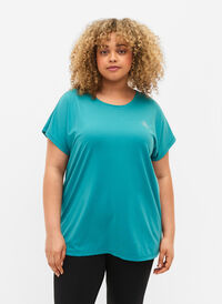 Kortärmad t-shirt för träning, Green-Blue Slate, Model