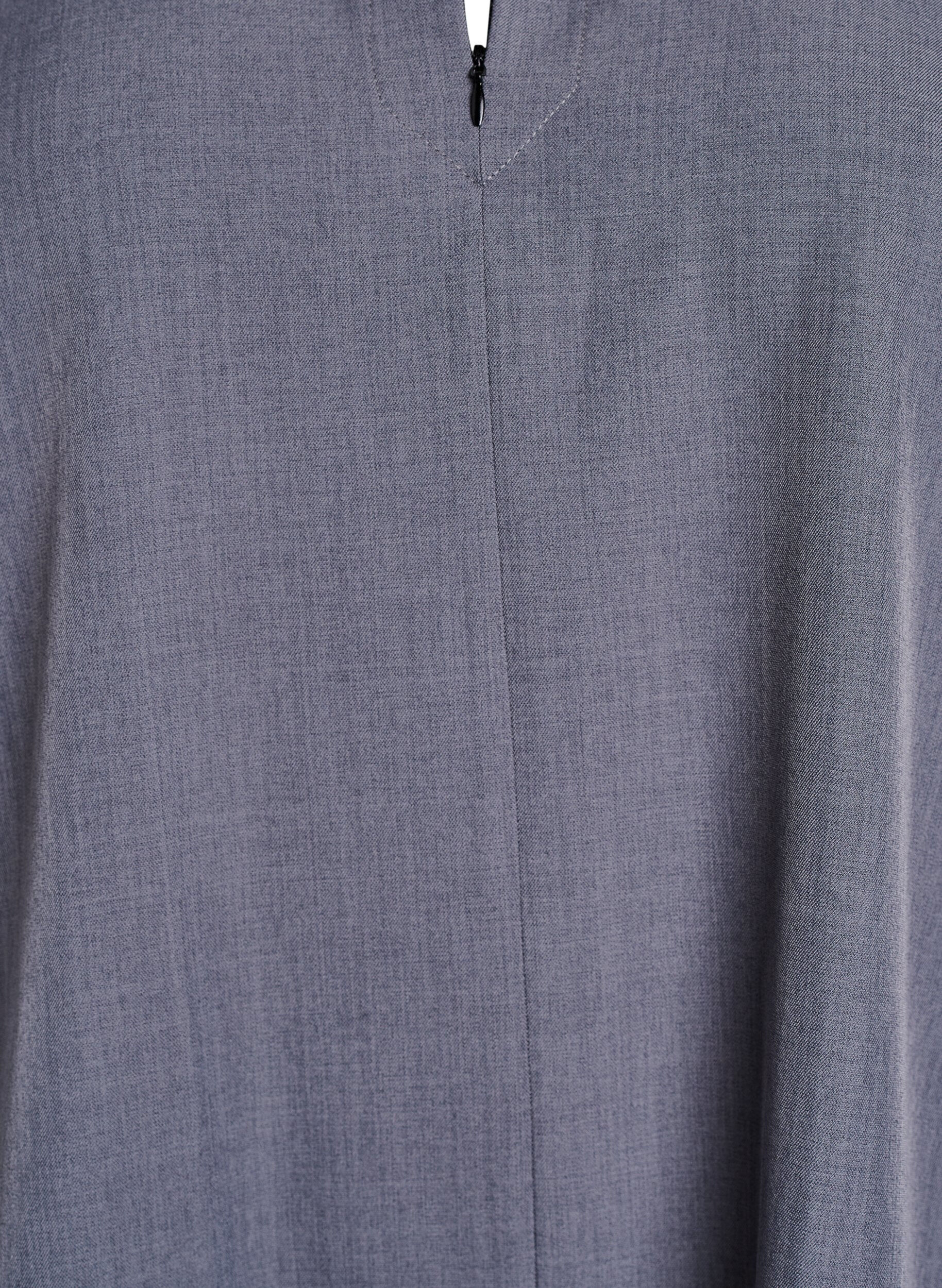 Zizzi Kort a-linjeformad kl&auml;nning med dragkedja och 3/4-&auml;rmar, Gr&aring;, Packshot image number 2