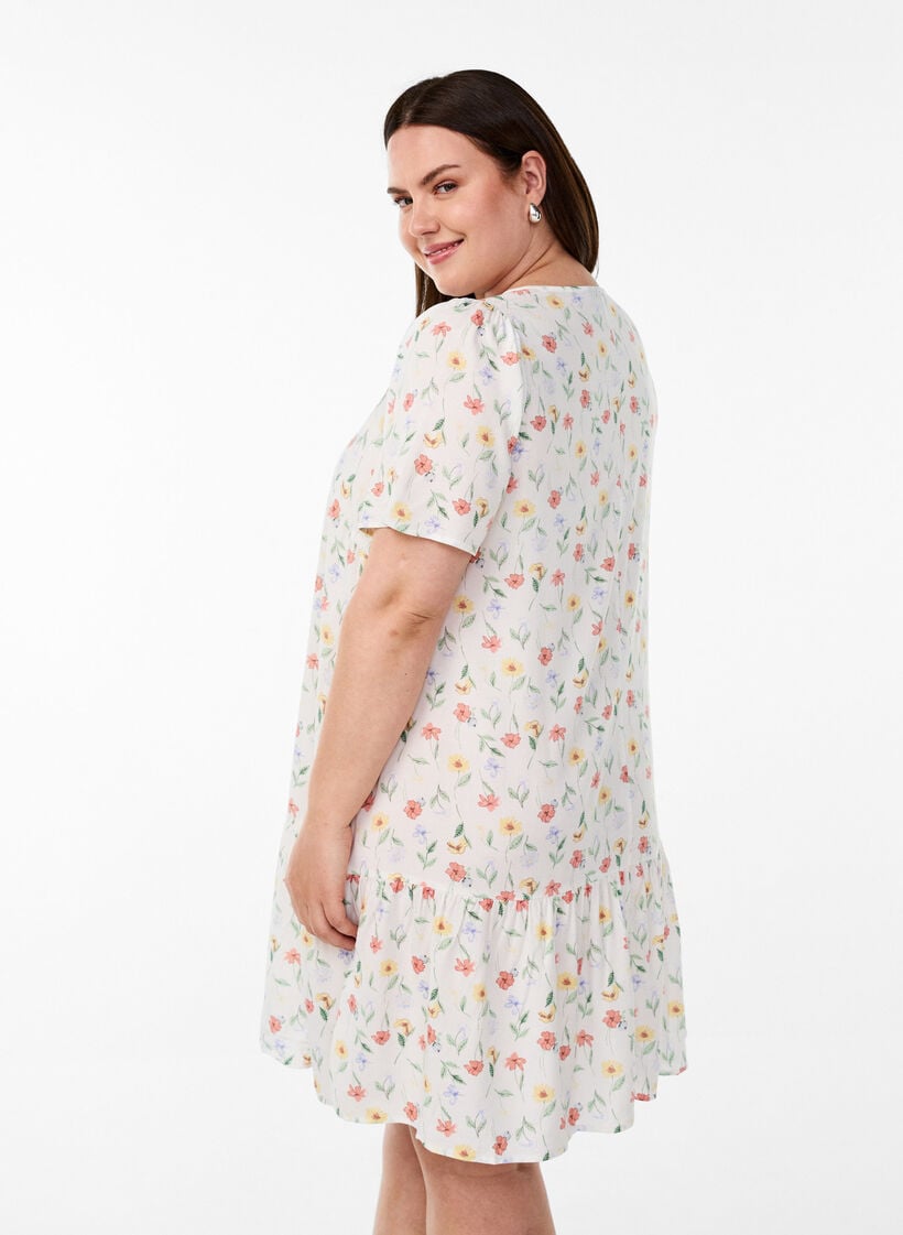 FLASH – Klänning i viskos med skärning, Vit, Model image number 2