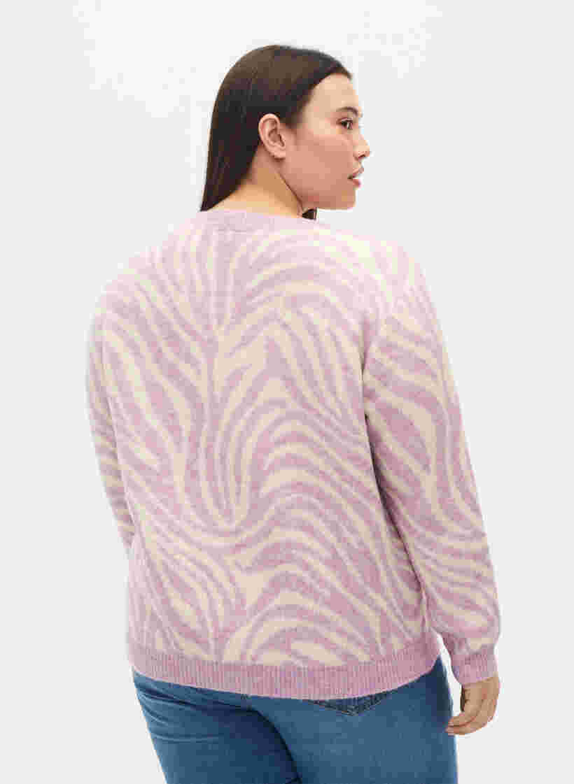 Stickad tröja med mönster, Lavender  Mel Comb., Model image number 1