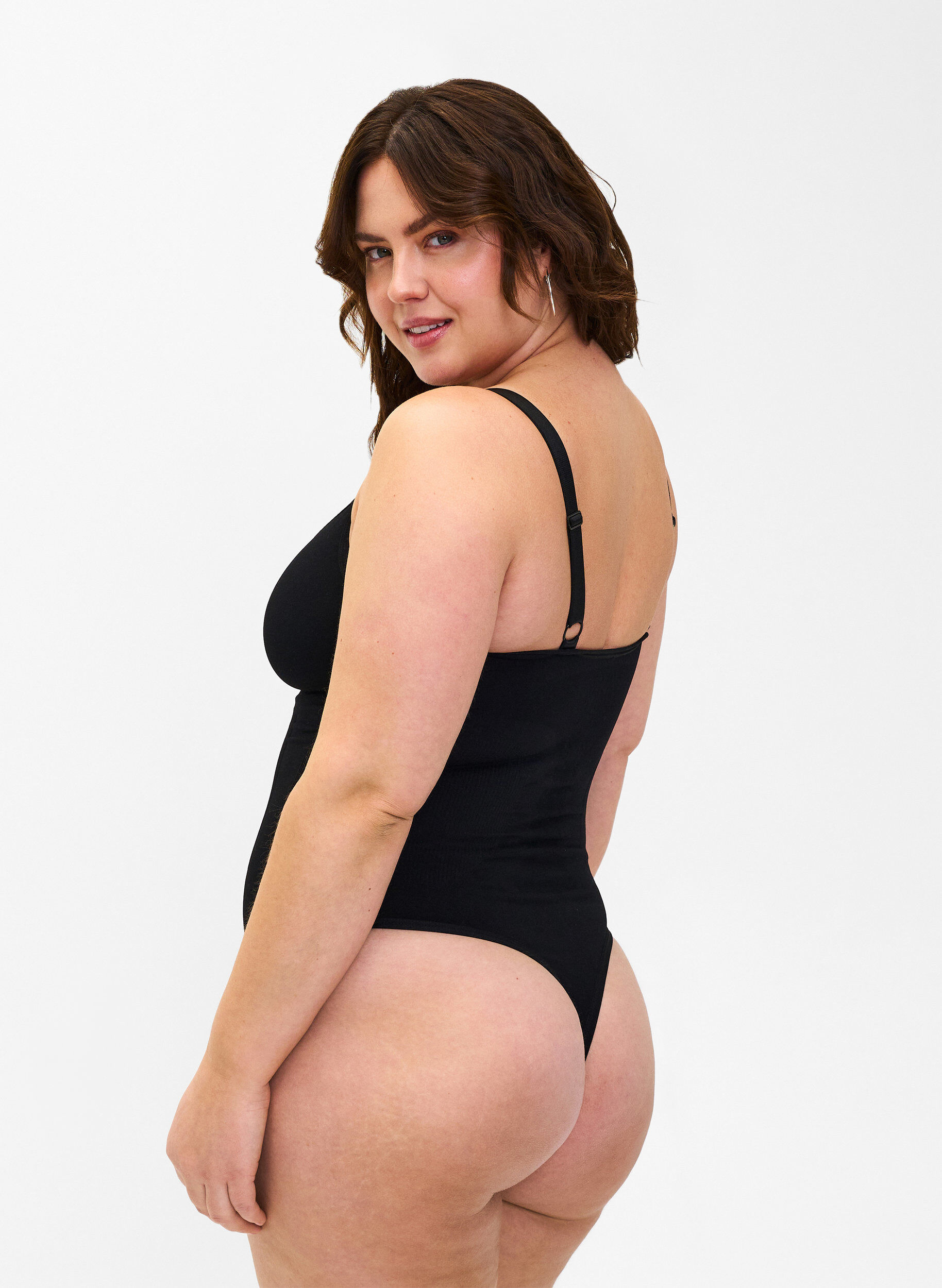 Zizzi Formkl&auml;der bodystocking med sn&ouml;rning, Svart, Model image number 1