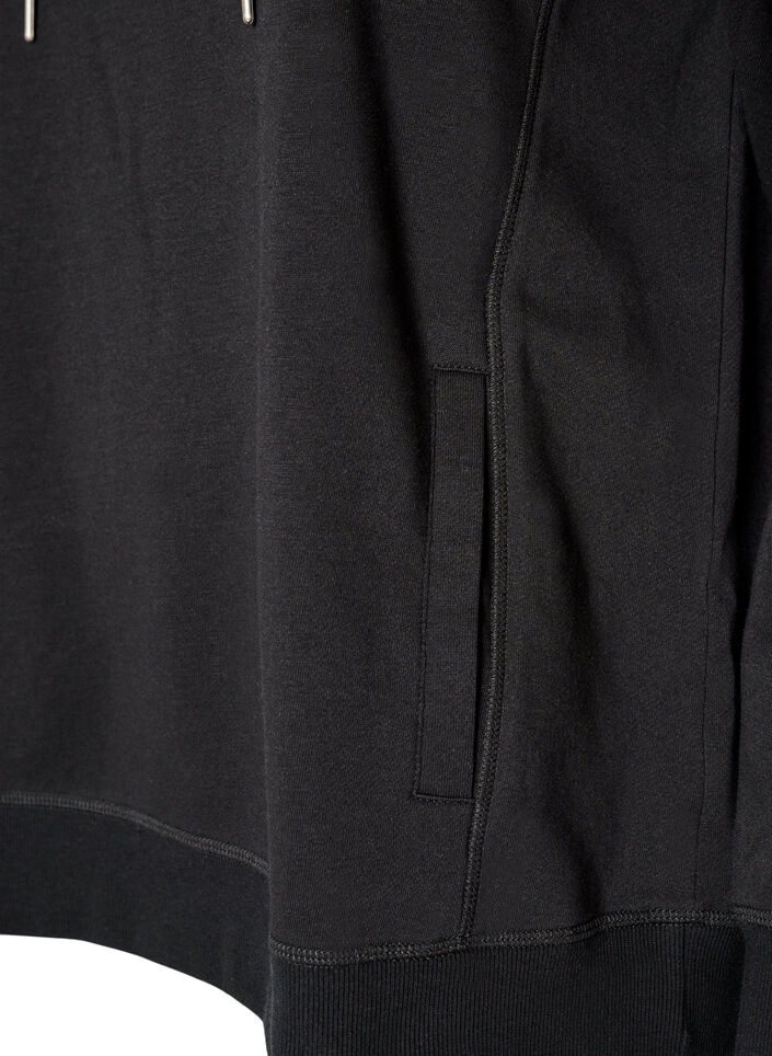 Sweatshirt med h&ouml;g krage och fickor, Svart, Packshot image number 3