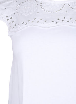 T-shirt i ekologisk bomull med anglaise-broderi, Bright White, Packshot image number 2