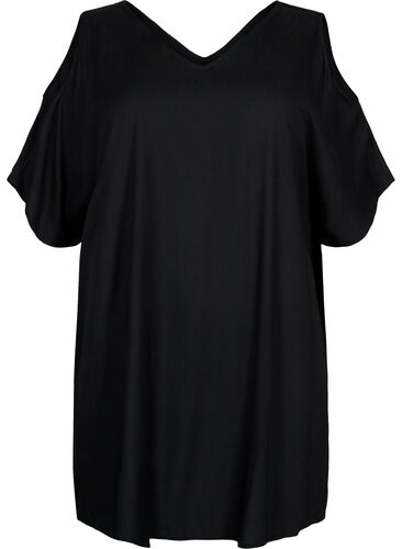 Strandklänning med detaljer i viskos, Black, Packshot image number 0