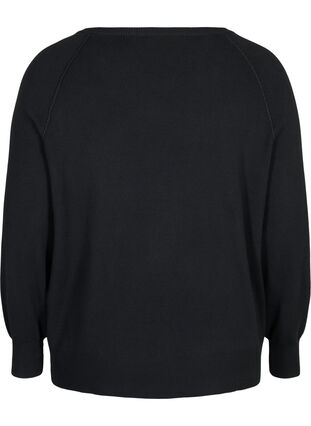 Stickad tröja med rund urringning, Black, Packshot image number 1