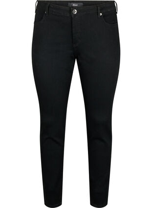 Emily-jeans med smal passform och normal midja, Black, Packshot image number 0