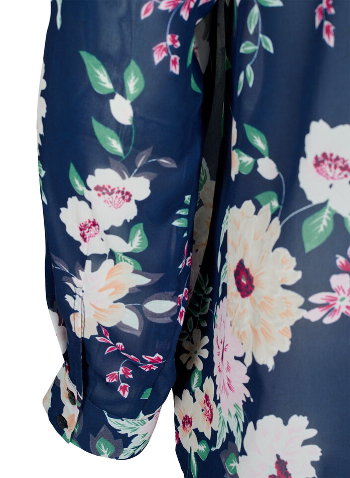 FLASH - Långärmad skjorta med blommönster, Navy Flower, Packshot image number 3