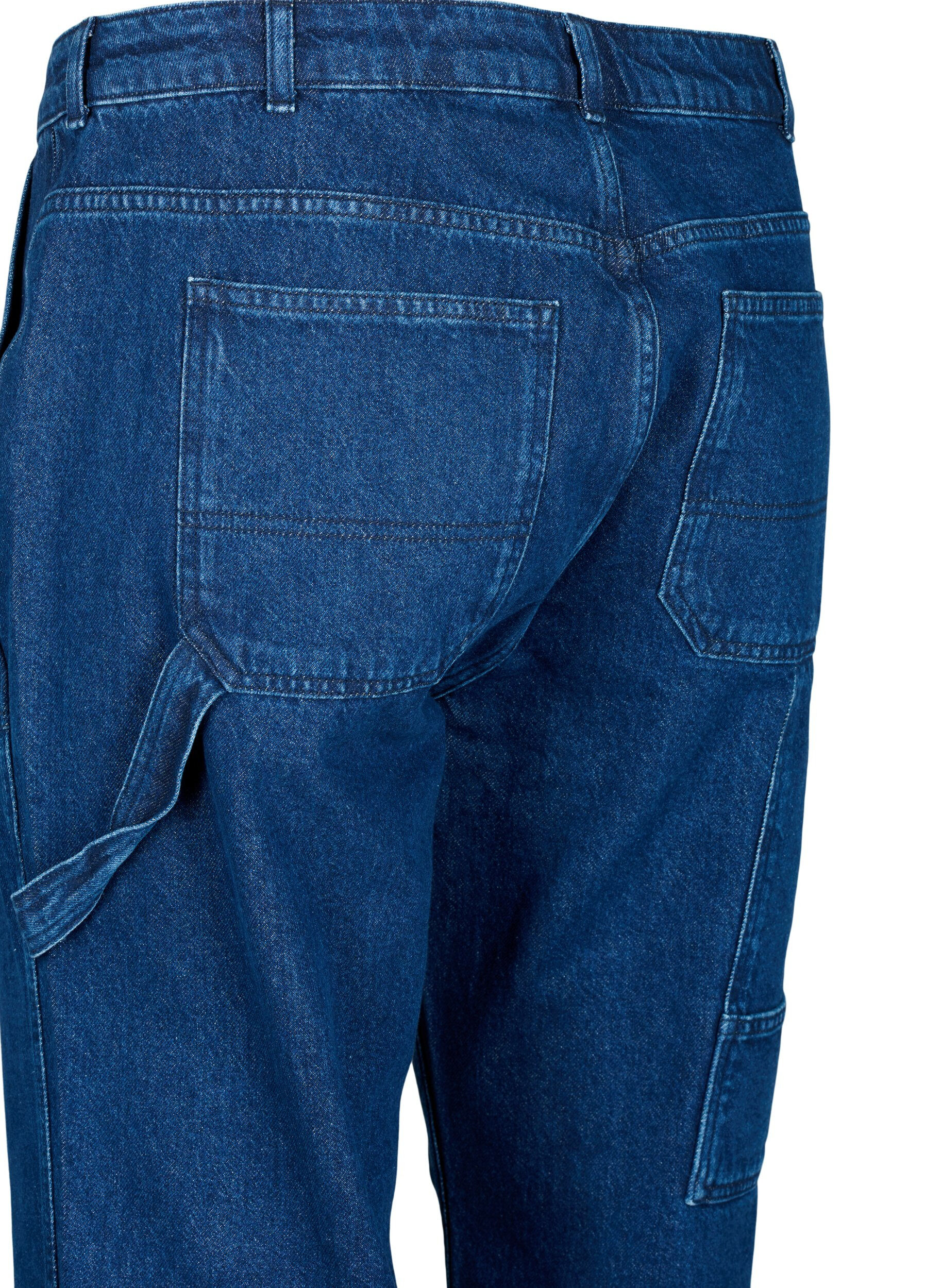 Zizzi Cargo Jeans med rak passform, Dark blue, Packshot image number 3