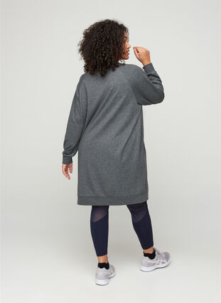 Melerad sweatklänning med fickor, Dark Grey Melange, Model image number 1