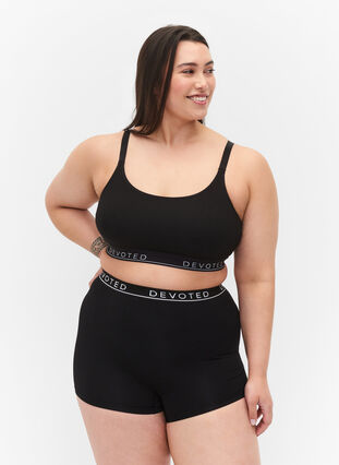 Seamless shortie-trosa med texttryck, Black, Model image number 0