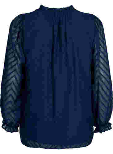 Blus med långa ärmar och volanger, Navy Blazer, Packshot image number 1