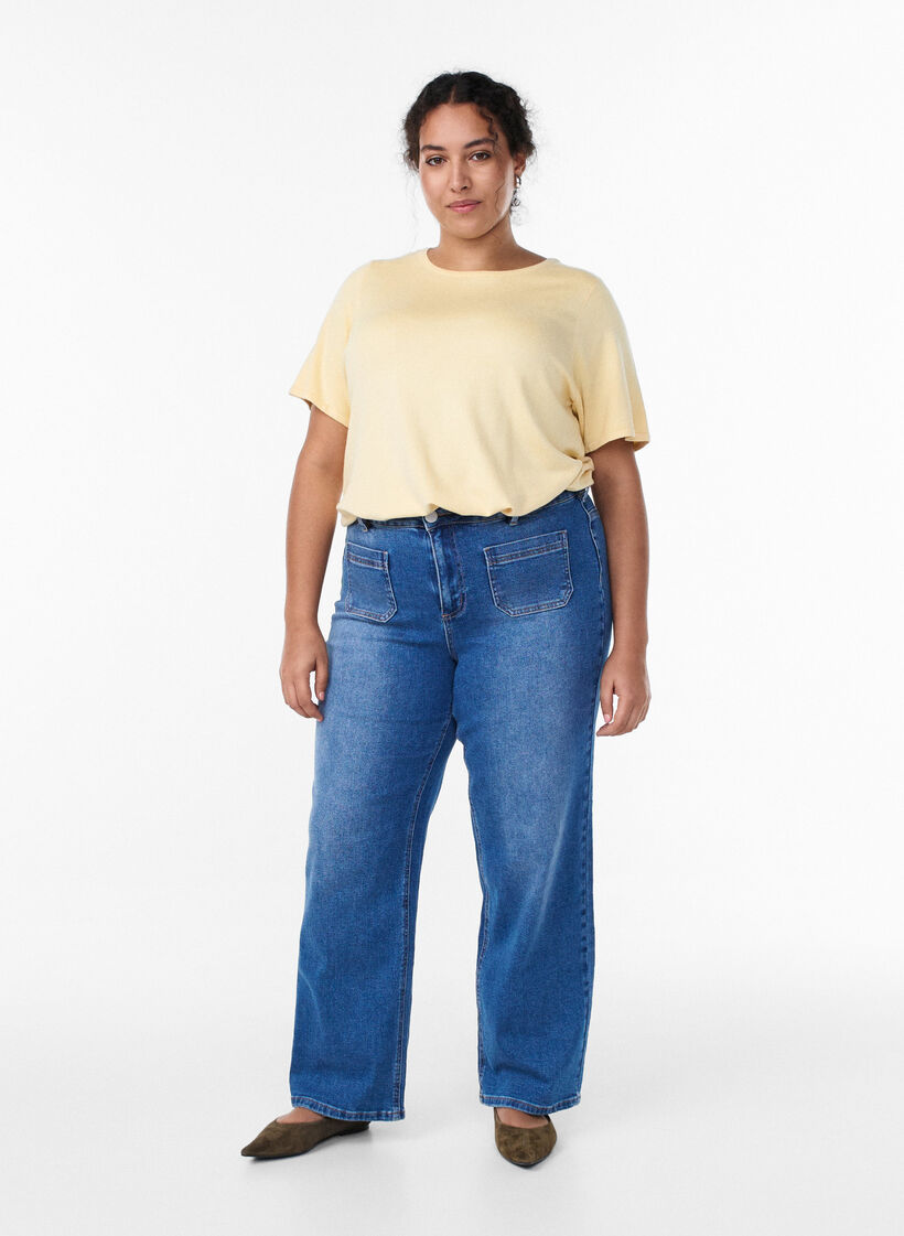 Jeans med framfickor och raka ben, Bl&aring;, Model image number 0
