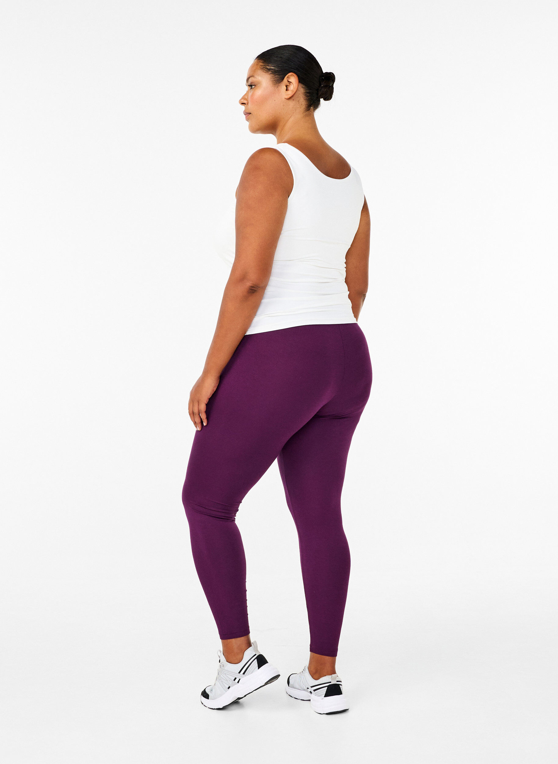 Zizzi Basic leggings i viskos, Lila, Model image number 2