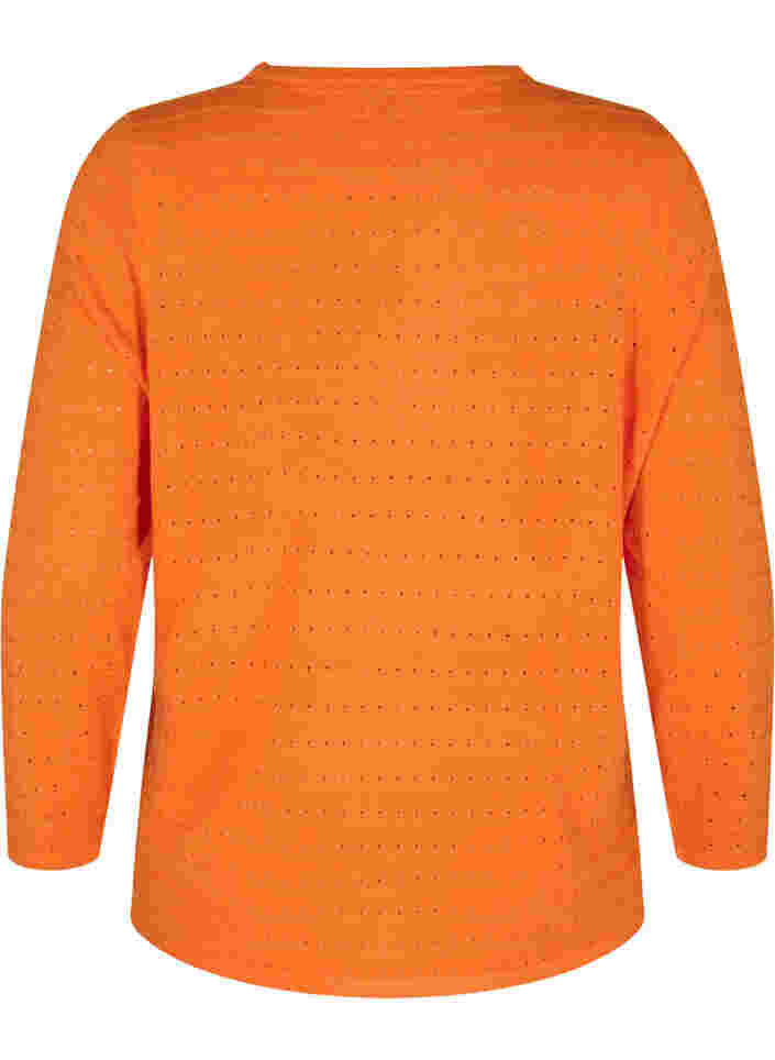 Stickad tröja med struktur och rund hals, Vibrant Orange, Packshot image number 1