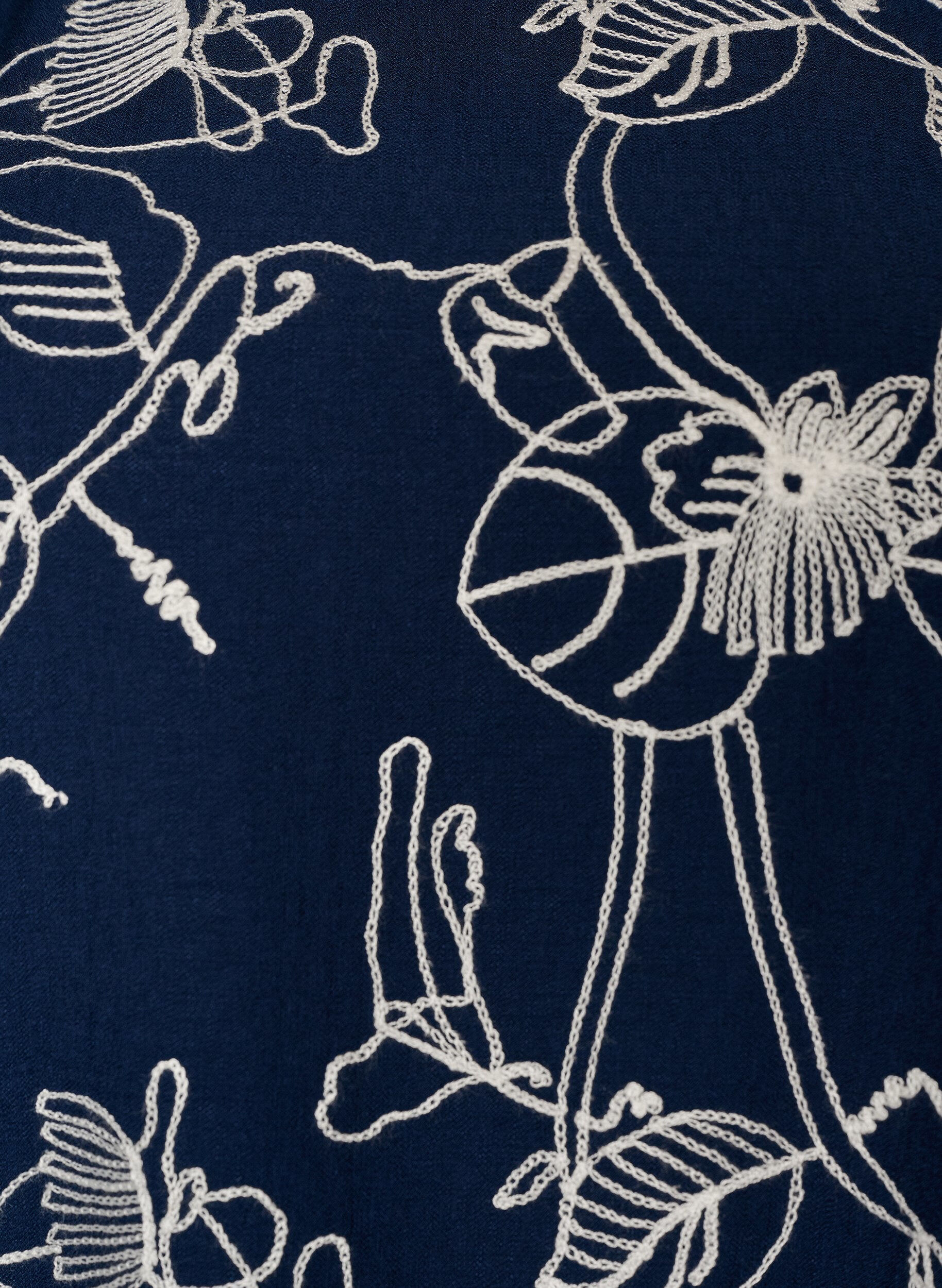 ZizziKort A-linjeformad kl&auml;nning med broderat m&ouml;nster, Bl&aring;, Packshot image number 2