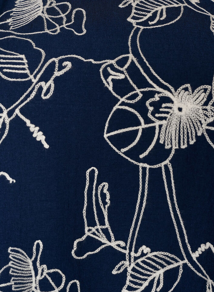 Kort A-linjeformad kl&auml;nning med broderat m&ouml;nster, Bl&aring;, Packshot image number 2