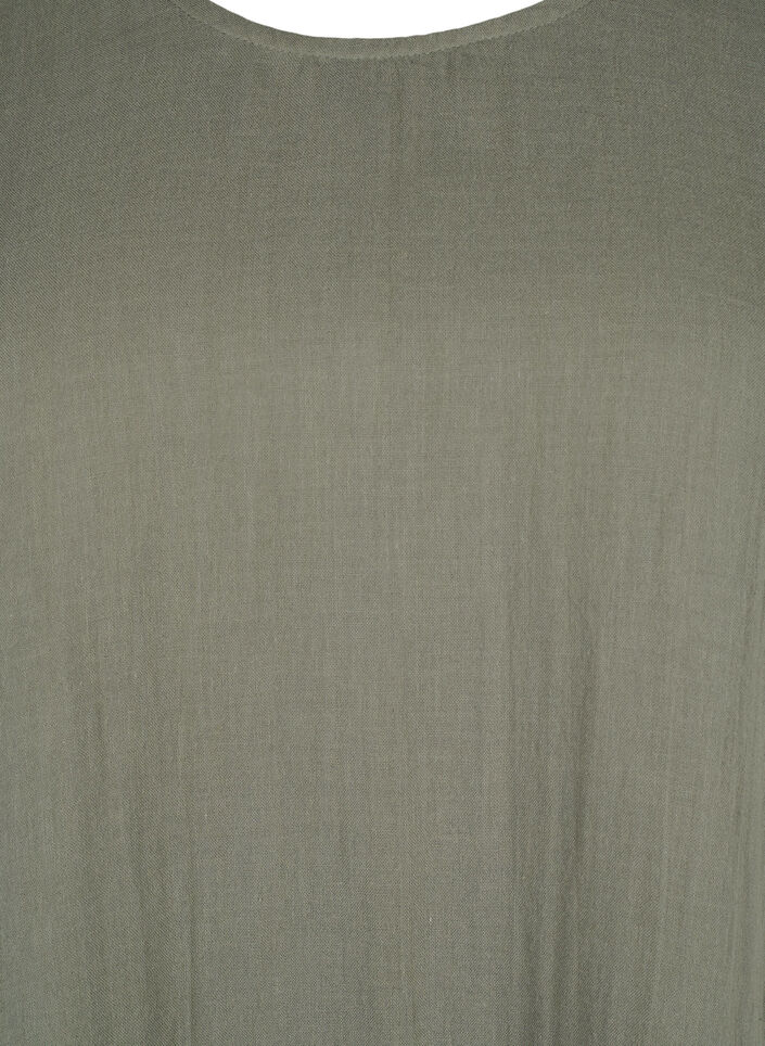 Kortärmad klänning i bomull med a-linjeformad skärning, Thyme, Packshot image number 2