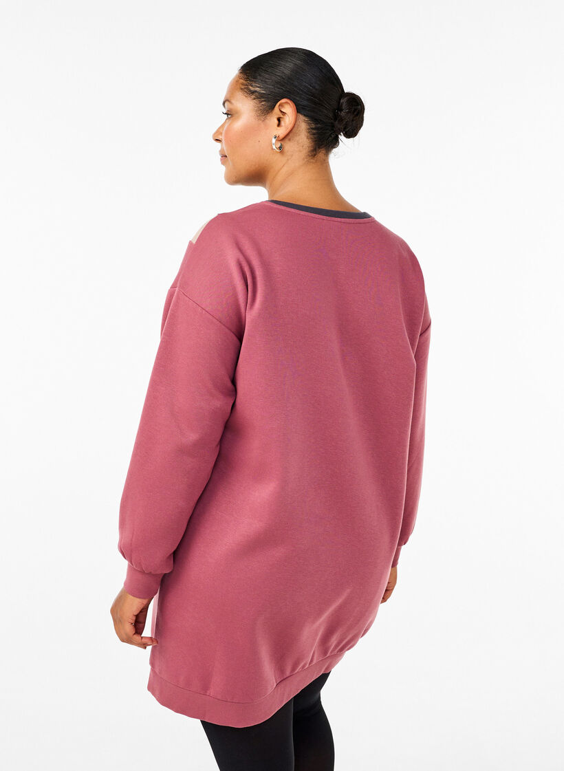 Lång sweatshirt med färgblock, Rose B. Color Block, Model image number 1