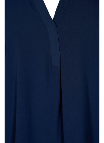 Kortärmad blus med v-ringning, Navy Blazer, Packshot image number 2