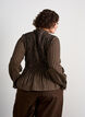Rutig blus med smock och peplum, Brun, Model image number 2