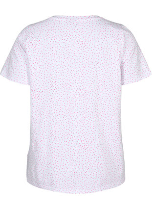 Bomulls t-shirt med prickar och v-ringning, B.White/S. Pink Dot, Packshot image number 1