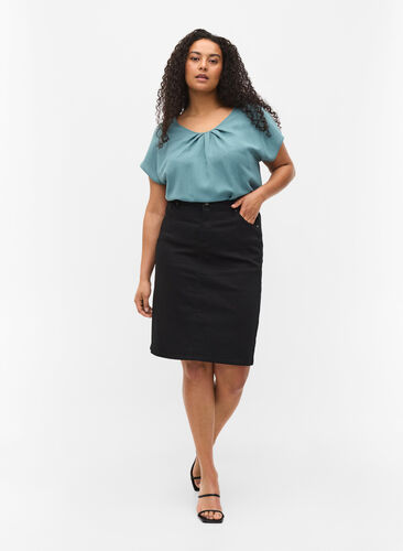 Kroppsnära kjol med fickor, Black, Model image number 0