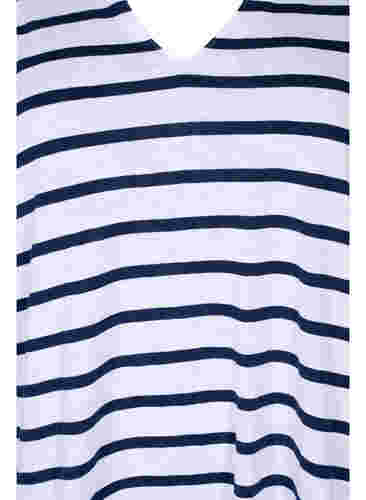 Randig v-ringad t-shirt i bomull, Bright White Stripe, Packshot image number 2
