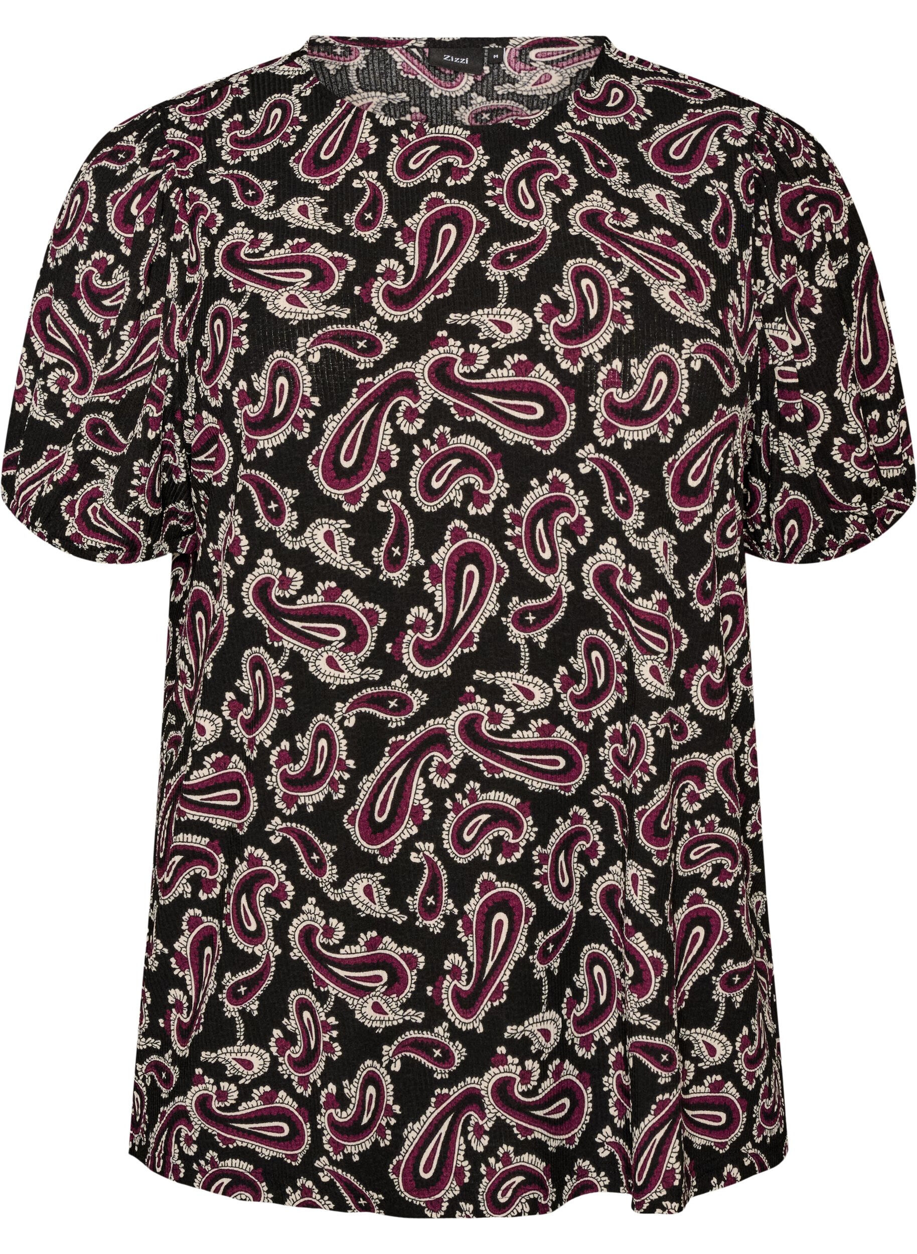 Blus med l&aring;nga &auml;rmar och paisleym&ouml;nster