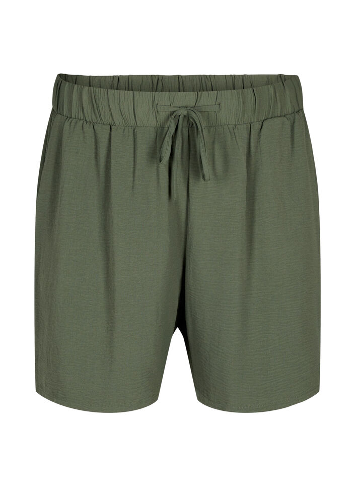 Shorts med fickor och res&aring;r i midjan, Gr&ouml;n, Packshot image number 0
