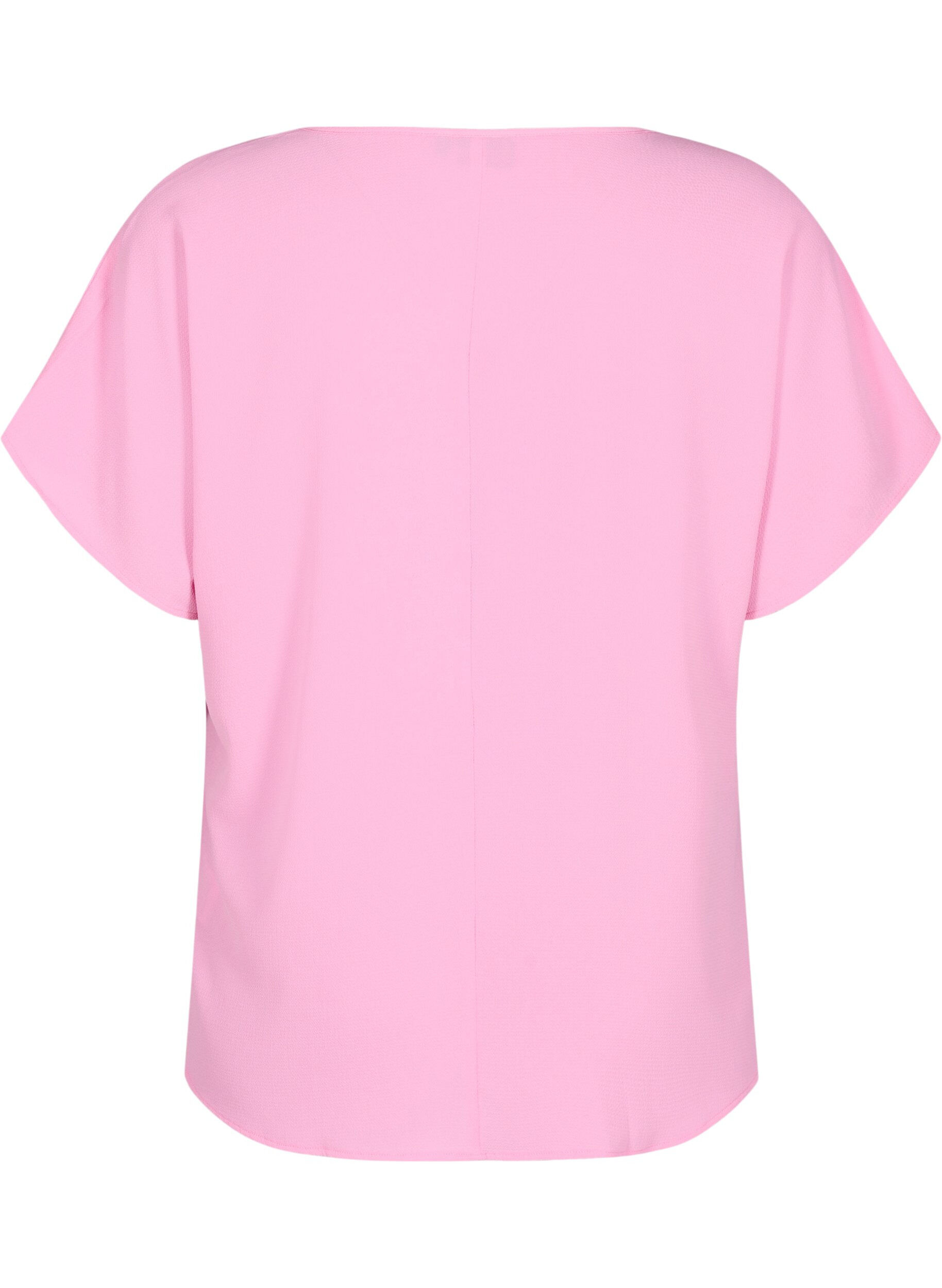 ZizziBlus med korta &auml;rmar och rund halsringning, Rosa, Packshot image number 1