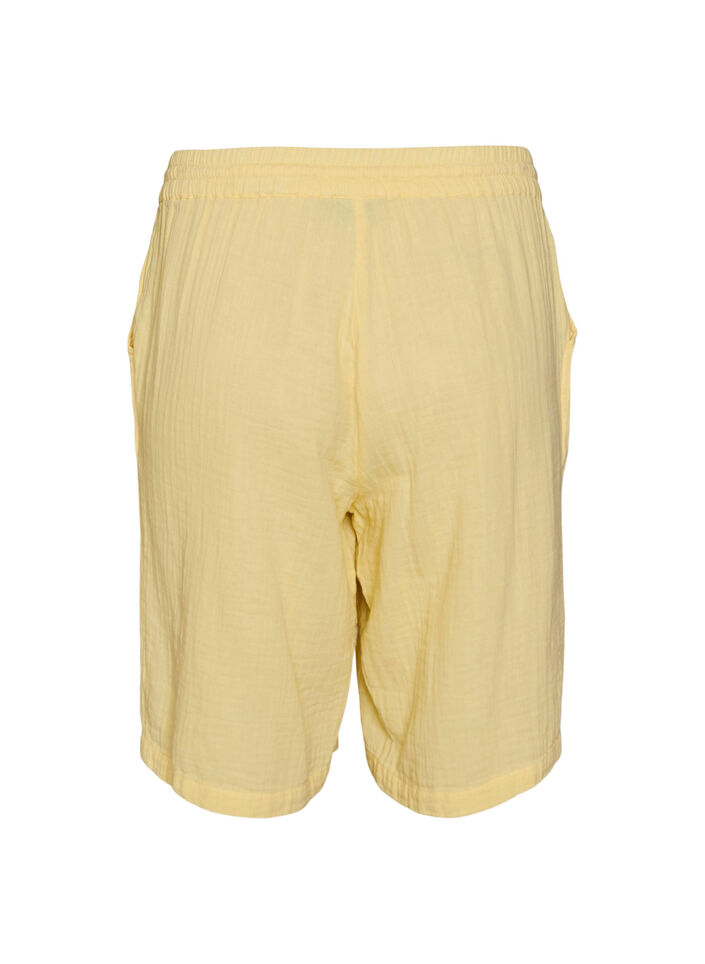 L&ouml;sa shorts i bomullsmuslin med h&ouml;g midja, Gul, Packshot image number 1