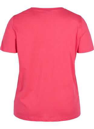 T-shirt i bomull med tryck, Raspberry TEXT, Packshot image number 1