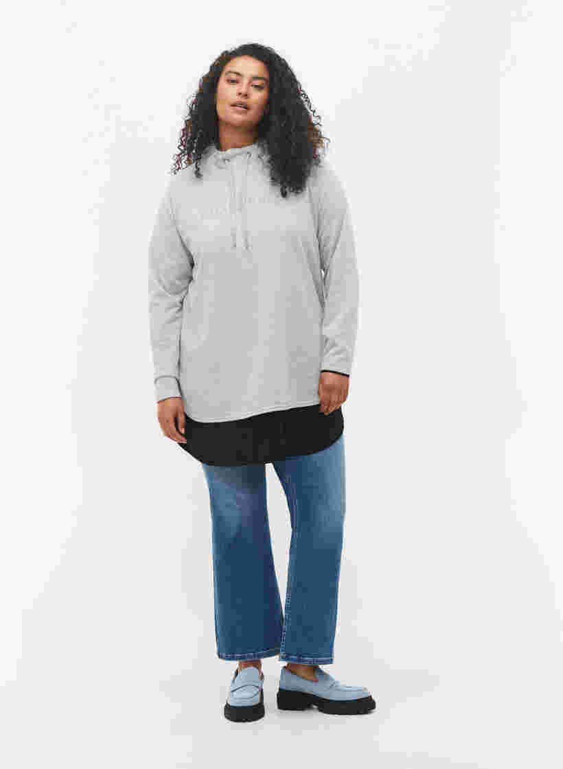 Sweatshirt med hög krage, Light Grey Melange, Model image number 2