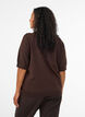 Finstickad blus med korta &auml;rmar, Brun, Model image number 1