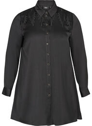 Tunika med knappar och feminina detaljer, Black