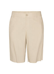 Bermudashorts med h&ouml;g midja i linne och viskos, Beige